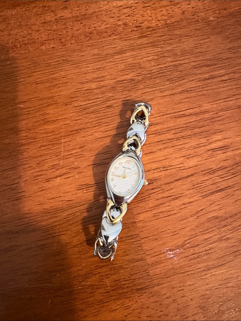 Bulova Women's Two-Tone Heart Link Bracelet Watch - Silver & Gold